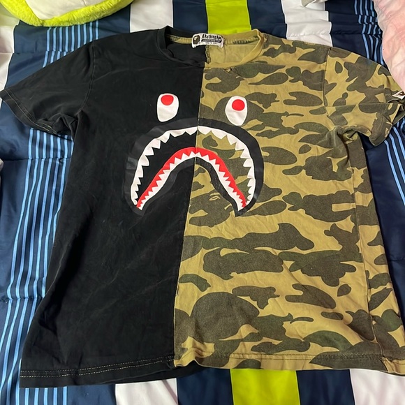 Bape Half black, half camo shirt size xs - Picture 1 of 6